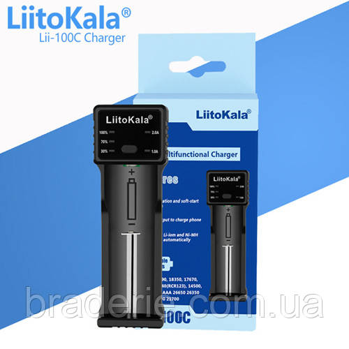 Зарядний пристрій LiitoKala Lii-100C, 1x18650/ 26650/ 18350/ 14500/ AA/ AAA