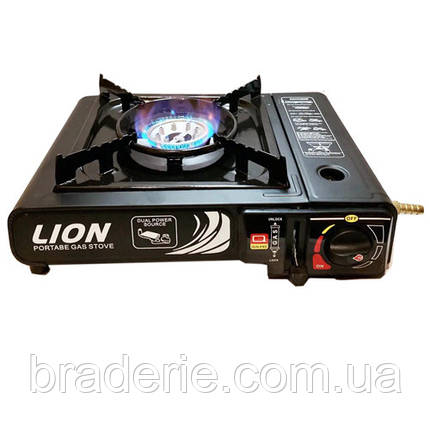 Портативна туристична газова плита LION №66-3 з п'єзопідпалом в кейсі, фото 1