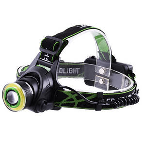 Ліхтар налобний T106-T6+COB, 2x18650, signal light, zoom, ЗУ microUSB, Box, фото 3