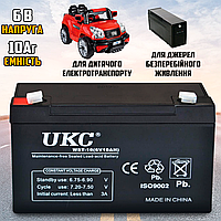 Аккумуляторная батарея UKC BATTERY 6V 10Ah для ИБП, детских электромобилей, электротранспорта SWN