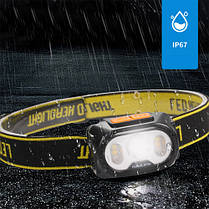 Ліхтар налобний 2303-XPE+4SMD(yellow+red), Motion Sensor, Li-Ion аккум., ЗУ Type-C, Box, фото 3