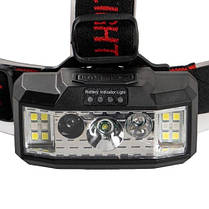 Ліхтар налобний 910A-XPE+12SMD(white+red), Motion Sensor, 1x18650, індикація заряду, ЗП Type-C, Box, фото 3