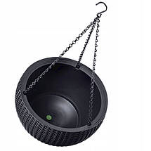 Горщик для рослин Keter Rattan hanging sphere з ланцюжками підвісний, антрацит, 8,6 л, фото 3