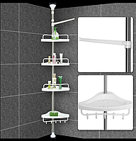 Угловая четырёх уровневая телескопическая полка для ванной "Multi Corner Shelf MA224" (белая).