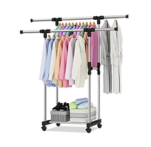 Підлогова регульована стійка-вішалка для одягу "Double Pole Clothes Horse MA218" на коліщатках., фото 4