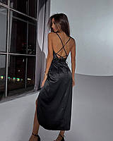 Літнє жіноче чорне довге плаття з відкритою спиною (42-44 і 44-46 розміри)