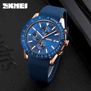 Годинники наручні 9253PRGBU SKMEI, ROSE GOLD/BLUE-SILICONE STRAP, фото 3