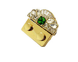 Замок для сумки засувка з камінчиком 40*40 мм колір золото