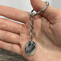 Натуральний камінь Турмаліновий кварц кулон у формі краплі на брелоку - оригінальний подарунок хлопцю дівчині