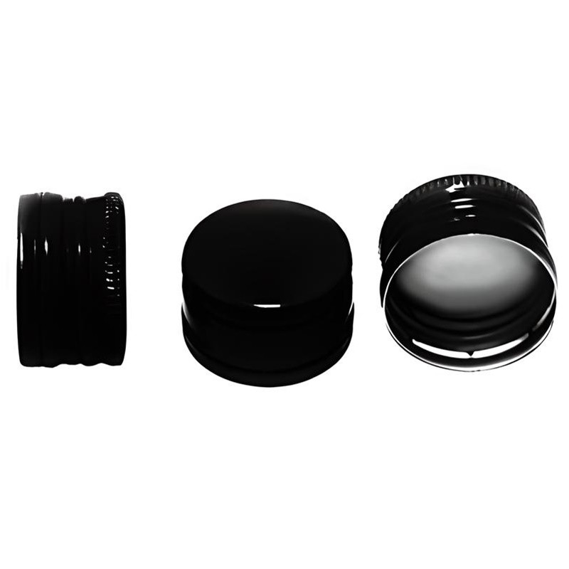 Пробка для скляної пляшки з різьбленням 28х18 чорна, фото 1