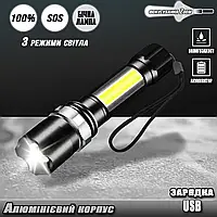 Карманный аккумуляторный LED фонарик XBalog 120PCS-9626+COB, 3 режима, влагозащищенный, micro USB TDN