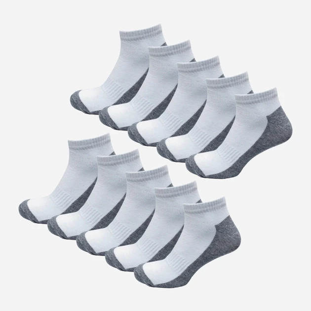 Набір жіночих шкарпеток коротких бавовняних Лана з сірою підошвою 36-40 10 пар Білий/Сірий