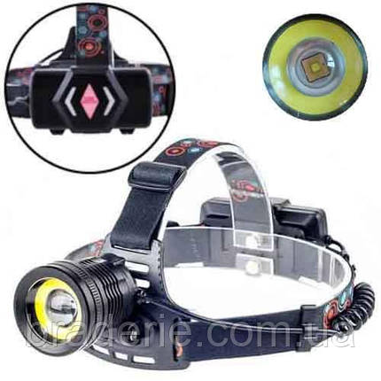 Ліхтар налобний BL-A19-GT200+COB, 2x18650, zoom, ЗУ microUSB, Box, фото 1