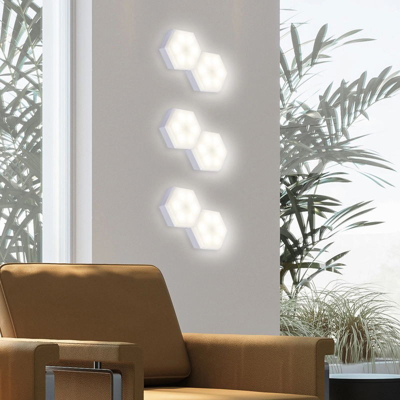 Модульный LED RGB светильник-соты сенсорный шестигранный настенный с пультом с цветным светом 12 шт TDN - фото 2 - id-p2149631076