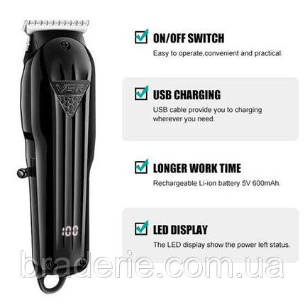 Машинка (тример) для стриження волосся VGR V-982, Professional, 4 насадки, LED Display, фото 2