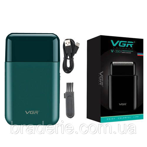 Електробритва VGR V-390 GREEN шейвер для сухого та вологого гоління, Waterproof, висувний триммер - фото 3 - id-p2149630445