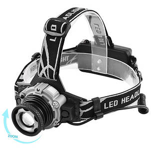 Ліхтар налобний Police W002-XPE, Motion Sensor, 2x18650, zoom, ЗУ microUSB, Box, фото 1