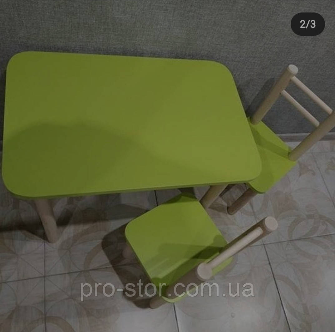 Дитячий столик і стільчик від виробника Дерево та ЛДСП стілець-стол Стіл і стільчик для дітей Лайм