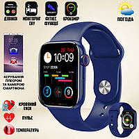 Умные смарт часы Smart Watch M16-Mini, 3.8см, голосовой вызов, фитнес функции, алюминиевый корпус Blue SWN