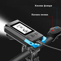 Велофара з комп'ютером та сигналом MT-088-T6, 450Lum, 18650 (2200mAh), виносна кнопка, Waterproof, ЗУ microUSB, фото 2