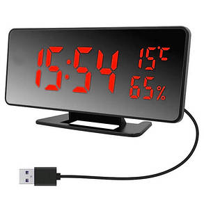Годинник мережевий VST-888Y-1, червоний, температура, вологість, USB, фото 2