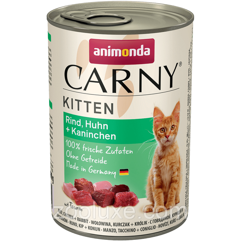 Animonda Carny Kitten Beef, Chicken + Rabbit 400 г Анімонда корм для котів яловичина, курка та кролик