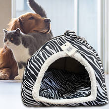 Будиночок флісовий для собак і кішок 0003, 35х40 см, Зебра (ВУ)