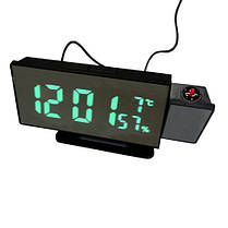 Годинник мережевий проекційний VST-896S-4, зелений, температура, USB, фото 2