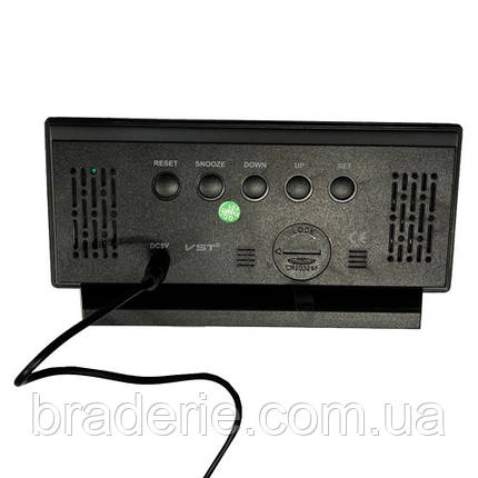 Годинник мережевий VST-897Y-4 зелений, температура, USB, фото 2