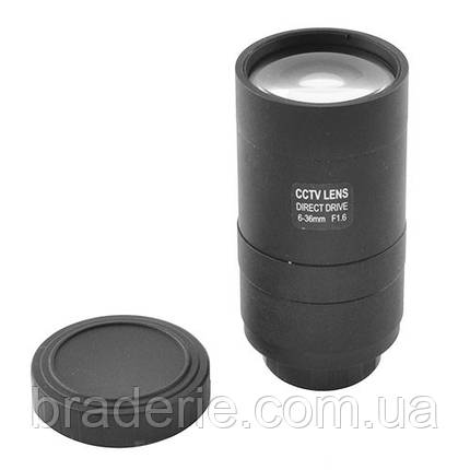 Варіофокальний об'єктив CCTV 1/3 PT06036   6mm-36mm F1.6 Manual Iris, фото 2