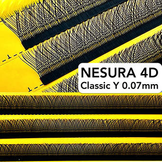 Вії Nesura Classic 4D Y 0.07 для нарощування