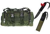Мужская сумка на пояс подсумок 6L, Зеленый + Подарок Метательный нож с чехлом + Подарок НожКредитка