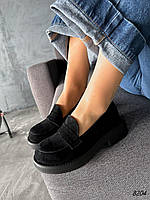 Туфлі лофери жіночі Stron чорний натуральна замша