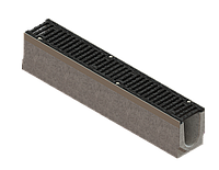 Лоток водоотводной бетонный Pro DN100 H145 с решеткой чугунной щелевой D400