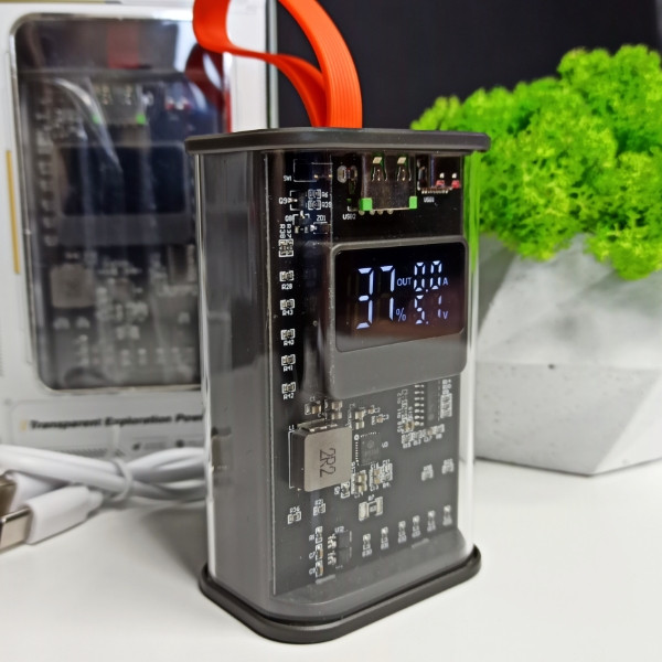 💚Повербанк PowerBank 10000mAh, портативний зарядний пристрій з LED індикатором, Power Delivery Чорний, фото 1