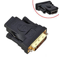 Адаптер DVI-I (24+5) - HDMI, папа-мама, переходник, позолоченный lb