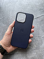 Чехол для Iphone 14 Leather Case PU MagSafe, чехол накладка на айфон TPU+искусственная кожа Темно-синий