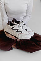 Женские стильные белые кроссовки из эко кожи и текстиля