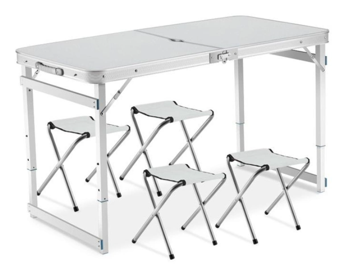 Складаний посилений стіл з 4 стільцями Folding Table для пікніка складаний у валізі, фото 1