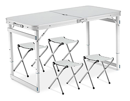 Складаний посилений стіл з 4 стільцями Folding Table для пікніка складаний у валізі