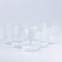 Набор эстетичных стаканов для виски ребристых из толстого стекла 6 штт по 310 мл, комплект стаканов под коньяк