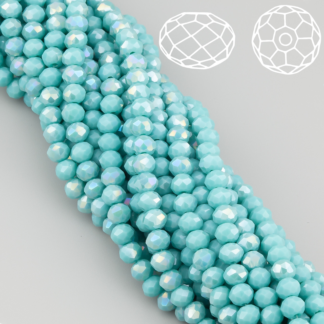 Намистини Swarovski огранювання рондель 6х4,8 мм 40 см (+-85 шт.) Блакитний світлий АВ непрозорий, фото 1