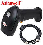 Сканер бездротовий Asianwell 6208RB з блоком живлення, receiver 2,4G + BT, image 2D, чорний, фото 2