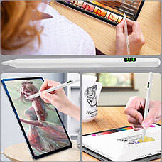 Універсальний стилус для телефону та планшета + 2 насадки, Білий / Активний стилус-ручка для письма та малювання, фото 2