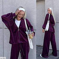 Велюровый спортивный костюм женский мягкий удобный прогулочный плюшевый велюр плотный размеры 42-48 арт 1337