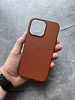 Чехол для Iphone 14 Pro Leather Case PU MagSafe, чехол накладка на айфон TPU+искусственная кожа темно-коричневый