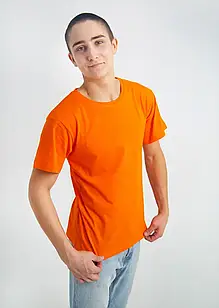 Футболка чоловіча однотонна базова бавовна МЕРКУРІЙ колір помаранчевий