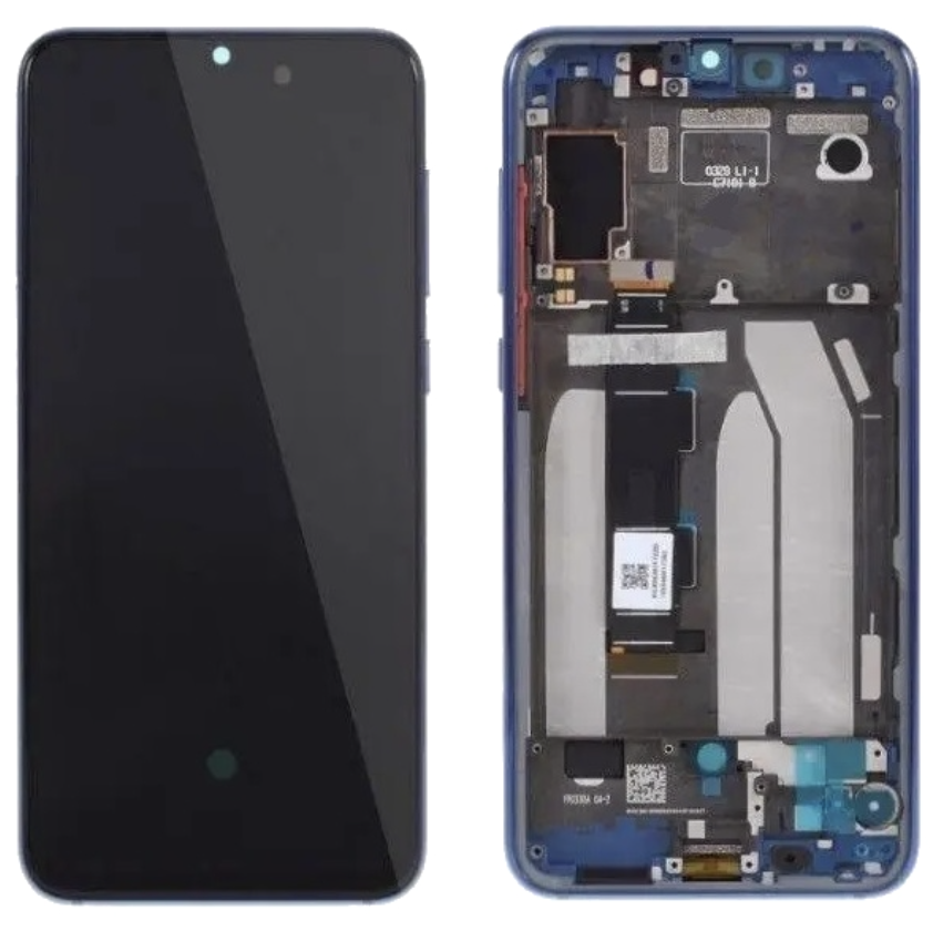 Дисплей (екран) для Xiaomi Mi 9 SE + тачскрин, чорний, Amoled, оригінал (54) з передньою панеллю синього