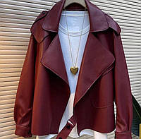 Женская весенняя куртка из эко кожи с погонами размер универсальный 42-46