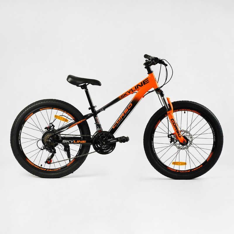 Велосипед Спортивний Corso «SKYLINE» 24" дюймів SL- 24336 рама алюмінієва 11’’, обладнання Shimano 21 швидкість, зібран на 75%